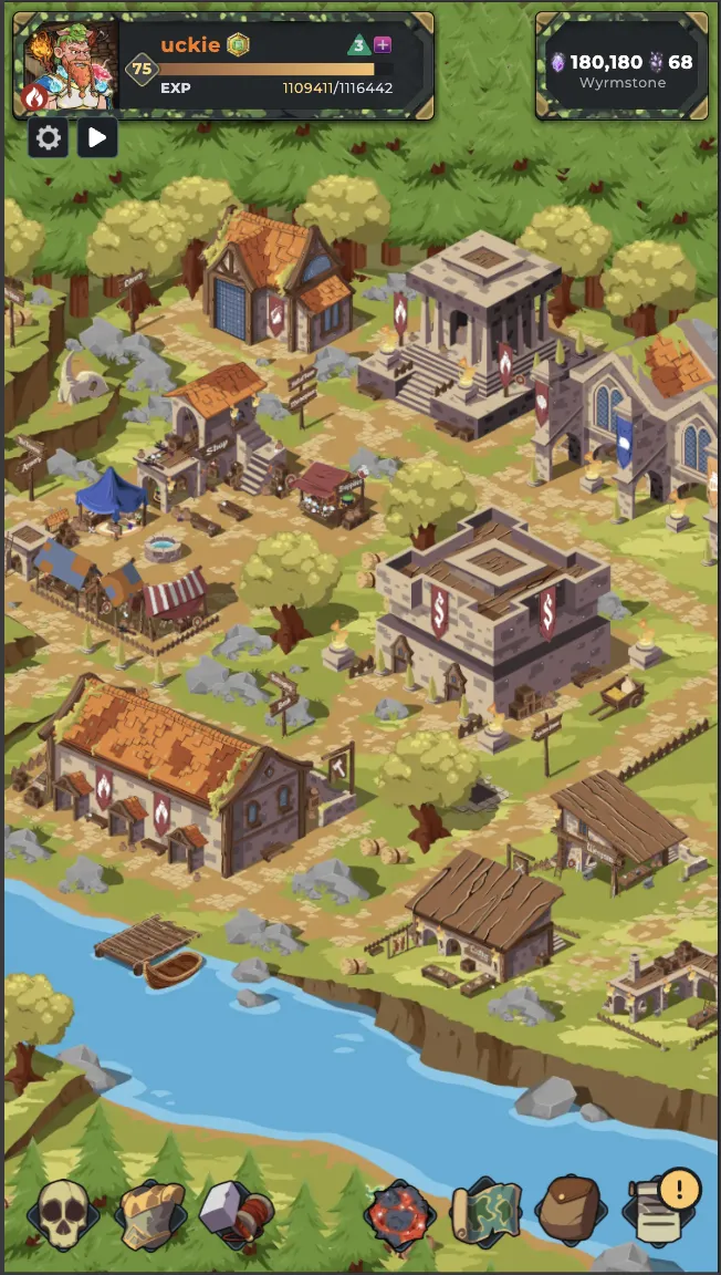 Ale & Axes idle MMORPG town of Godsreach on mobile